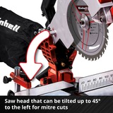 EINHELL TE-MS 18/210 Li-Solo 3000 Giri/min, Sega mitra/Troncatrice rosso/Nero, 3000 Giri/min, 104,2 dB, 91,2 dB, 3 dB, Batteria, Ioni di Litio