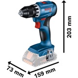 Bosch GSR 18V-45 Professional 500 Giri/min Senza chiave 900 g Nero, Blu, Trapano avvitatore blu/Nero, Trapano con impugnatura a pistola, Senza chiave, Nero, Blu, 1,3 cm, 500 Giri/min, 1,5 mm