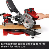 EINHELL Sega a batteria con taglio a trazione e a ingletto TE-SM 36/8 L Li-Solo, 36 Volt (2x18V), Sega mitra/Troncatrice rosso