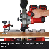 EINHELL Sega a batteria con taglio a trazione e a ingletto TE-SM 36/8 L Li-Solo, 36 Volt (2x18V), Sega mitra/Troncatrice rosso