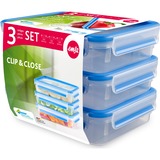 Emsa 515645 recipiente per cibo Rettangolare Scatola 1,2 L Trasparente 3 pz, Casella trasparente/Blu, Scatola, Rettangolare, 1,2 L, Trasparente, Polipropilene (PP), Elastomero Termoplastico (TPE), Germania