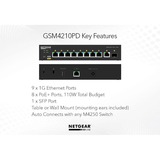 Netgear GSM4210PD Gestito L2/L3 Gigabit Ethernet (10/100/1000) Supporto Power over Ethernet (PoE) Nero, Interruttore Gestito, L2/L3, Gigabit Ethernet (10/100/1000), Full duplex, Supporto Power over Ethernet (PoE), Montaggio rack