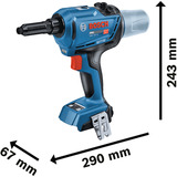 Bosch Rivettatrice a batteria GRG 18V-16 C Professional solo, 18Volt, Pistola di ribattino blu/Nero, Vendita al dettaglio