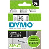 Dymo D1 etichette originali | stampa nera su bianco | 12 mm x 7 m | etichette autoadesive per etichettatrice LabelManager | 1 Pezzo, Nastro di scrittura Nero su bianco, Poliestere, Belgio, -18 - 90 °C, DYMO, LabelManager, LabelWriter 450 DUO