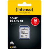 Intenso 3411470 memoria flash 16 GB SDHC Classe 10, Scheda di memoria 16 GB, SDHC, Classe 10, 25 MB/s, Resistente agli urti, A prova di temperatura, A prova di raggi X, Nero