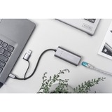 Digitus Adattatore Gigabit Ethernet USB Type-C™ 2.5G, USB-C™ + USB A (USB3.1/3.0) grigio, USB-C™ + USB A (USB3.1/3.0), USB-C USB 3.1, RJ-45, Grigio