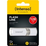 Intenso Flash Line unità flash USB 128 GB USB tipo-C 3.2 Gen 1 (3.1 Gen 1) Bianco, Chiavetta USB bianco, 128 GB, USB tipo-C, 3.2 Gen 1 (3.1 Gen 1), 70 MB/s, Cuffia, Bianco