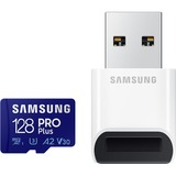 Samsung PRO Plus microSD Memory Card 128GB (2023), USB Card Reader incluso, Scheda di memoria USB Card Reader incluso, 128 GB, MicroSDXC, Classe 10, UHS-I, 180 MB/s, 130 MB/s