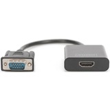 Digitus Convertitore VGA - HDMI, Adattatore Nero, 0,15 m, VGA (D-Sub), 1920 x 1080 Pixel, Nero, Cina, 50 g