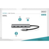 Digitus USB-C 4 porte, Hub USB argento