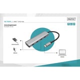 Digitus USB-C 4 porte, Hub USB argento