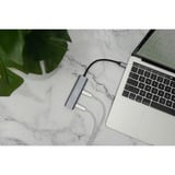 Digitus USB-C 4 porte, Hub USB argento