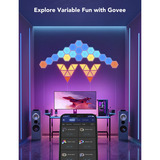Govee Glide Hexa ProLight Panels confezione da 10, Luce LED bianco, Lampada a parete intelligente, Wi-Fi/Bluetooth, Multicolore, LED, Multi, 72 W