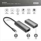 Digitus Extender video 4K USB-C > HDMI, 30 metri, Estensione HDMI Nero