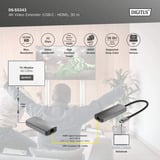 Digitus Extender video 4K USB-C > HDMI, 30 metri, Estensione HDMI Nero