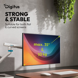 Digitus Supporto per monitor design singolo, 35", 10 kg, Base per monitor bianco