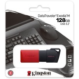 Kingston DataTraveler 128GB USB3.2 Gen1 Exodia M (Nero + Rosso), Chiavetta USB rosso/Nero, 128 GB, USB tipo A, 3.2 Gen 1 (3.1 Gen 1), Lamina di scorrimento, 10 g, Nero, Rosso