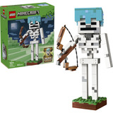 LEGO Minecraft Lo Scheletro, Giochi di costruzione Action Figure Giocattolo di Mob con Elmo di Diamante, Arco e Frecce, Base in Erba, Regalo 10+, Set da costruzione, 10 anno/i, Plastica, 502 pz, 700 g