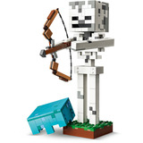 LEGO Minecraft Lo Scheletro, Giochi di costruzione Action Figure Giocattolo di Mob con Elmo di Diamante, Arco e Frecce, Base in Erba, Regalo 10+, Set da costruzione, 10 anno/i, Plastica, 502 pz, 700 g