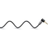 goobay Cavo di collegamento audio Plus AUX 3,5mm stereo, 90° Nero/Argento