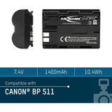 Ansmann Li-Ion battery packs A-CAN BP 511 Ioni di Litio 1400 mAh, Batteria fotocamera 1400 mAh, 7,4 V, Ioni di Litio, Vendita al dettaglio