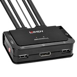 Lindy 42344 switch per keyboard-video-mouse (kvm) Montaggio rack Nero, Switch KVM Nero, 4096 x 2160 Pixel, 4K Ultra HD, Montaggio rack, Nero