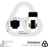Thermal Grizzly DeltaMate Fitting ST16, Connessione Nero