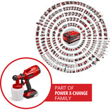 EINHELL Sistema di spruzzatura vernice a batteria Power X-Change TC-SY 18/60 Li-Solo, 18 Volt, Pistola a spruzzo rosso/Nero