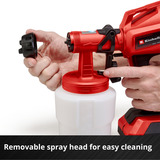 EINHELL Sistema di spruzzatura vernice a batteria Power X-Change TC-SY 18/60 Li-Solo, 18 Volt, Pistola a spruzzo rosso/Nero