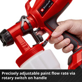 EINHELL Sistema di spruzzatura vernice a batteria Power X-Change TC-SY 18/60 Li-Solo, 18 Volt, Pistola a spruzzo rosso/Nero