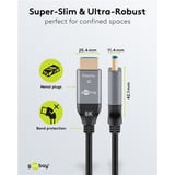 goobay Cavo HDMI ibrido ottico Ultra High-Speed (AOC) 8K / 60Hz Nero/grigio