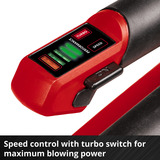 EINHELL GP-LB 18/200 200 km/h, Soffiatore rosso/Nero, Soffiatore portatile, 200 km/h, 670 m³/h, Nero, Rosso, Argento, Batteria, 2,16 kg