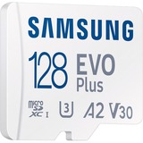 Samsung MicroSD EVO Plus 128 GB, Scheda di memoria bianco, 128 GB, MicroSDXC, UHS-I, 160 MB/s, Class 3 (U3), V30