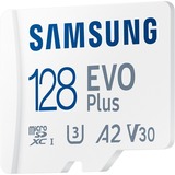 Samsung MicroSD EVO Plus 128 GB, Scheda di memoria bianco, 128 GB, MicroSDXC, UHS-I, 160 MB/s, Class 3 (U3), V30