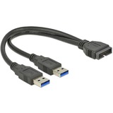 DeLOCK 0.25m USB3.0/2xUSB3.0 cavo USB 0,25 m USB 3.2 Gen 1 (3.1 Gen 1) 2 x USB A Nero, Adattatore Nero, 0,25 m, 2 x USB A, USB 3.2 Gen 1 (3.1 Gen 1), Maschio/Maschio, 5000 Mbit/s, Nero