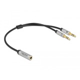 DeLOCK 66740 cavo audio 0,25 m 3.5mm 2 x 3.5mm Nero, Argento, Adattatore Nero/Argento, 3.5mm, Femmina, 2 x 3.5mm, Maschio, 0,25 m, Nero, Argento