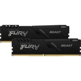 Kingston FURY FURY Beast 32GB 3200MT/s DDR4 CL16 DIMM (Kit da 2) 1Gx8 Black, Memoria Nero, 32 GB, 2 x 16 GB, DDR4, 288-pin DIMM