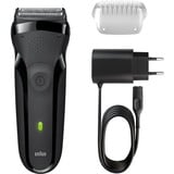 Braun Series 3 300 s Rasoio Elettrico Ricaricabile, Rasoio Da Barba Per Uomo, Nero Nero, Rasoio Da Barba Per Uomo, Nero, Rasoio, Nero, 2 SensoFoil, LED, Batteria, 20 min
