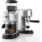 DeLonghi Dedica Argento, Coffee Mill argento/Nero, Macinacaffè elettrico, 350 g, Macinino conico, Acciaio inox, LCD, Argento