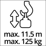 EINHELL TC-EH 250 500 W 12 m 125 kg, Argano rosso, Fune di sollevamento a filo, 12 m, 125 kg, 250 kg, 11,5 m, 5,7 m