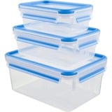 Emsa 508566 recipiente per cibo Rettangolare Set Trasparente 3 pz, Casella trasparente/Blu, Set, Rettangolare, Trasparente, Elastomero Termoplastico (TPE), Germania, 167 mm