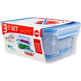 Emsa 508566 recipiente per cibo Rettangolare Set Trasparente 3 pz, Casella trasparente/Blu, Set, Rettangolare, Trasparente, Elastomero Termoplastico (TPE), Germania, 167 mm
