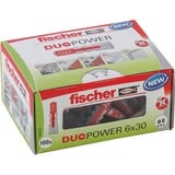 fischer DUOPOWER spina 100 pezzo(i) Rotondo, Tassello grigio chiaro/Rosso, Rotondo, 3 cm, 6 mm, 4 cm, 100 pezzo(i)