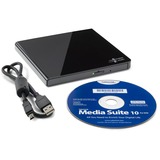 Hitachi-LG Data Storage Slim Portable DVD-Writer lettore di disco ottico DVD±RW Nero, masterizzatore DVD esterno Nero, Nero, Vassoio, Desktop/Notebook, DVD±RW, USB 2.0, 60000 h, Vendita al dettaglio