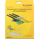 DeLOCK 89568 scheda di interfaccia e adattatore Interno M.2, Scheda di rete PCI-E, M.2, USB, Scatola, Wireless