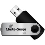 MediaRange MR911 unità flash USB 32 GB USB Type-A / Micro-USB 2.0 Nero, Argento, Chiavetta USB Nero/Argento, 32 GB, USB Type-A / Micro-USB, 2.0, 13 MB/s, Girevole, Nero, Argento