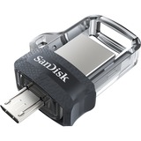 SanDisk Ultra Dual m3.0 unità flash USB 64 GB USB Type-A / Micro-USB 3.2 Gen 1 (3.1 Gen 1) Nero, Argento, Trasparente, Chiavetta USB 64 GB, USB Type-A / Micro-USB, 3.2 Gen 1 (3.1 Gen 1), Lamina di scorrimento, 5,2 g, Nero, Argento, Trasparente