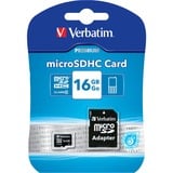 Verbatim Premium 16 GB MicroSDHC Classe 10, Scheda di memoria Nero, 16 GB, MicroSDHC, Classe 10, 80 MB/s, 10 MB/s, Nero