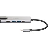 D-Link DUB-M520 replicatore di porte e docking station per laptop Cablato Thunderbolt 3 Alluminio, Hub USB argento, Cablato, Thunderbolt 3, 60 W, 10,100,1000 Mbit/s, IEEE 802.3, IEEE 802.3ab, IEEE 802.3az, IEEE 802.3u, IEEE 802.3x, Alluminio