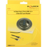 DeLOCK 62869 hub di interfaccia USB 3.2 Gen 1 (3.1 Gen 1) Type-A 5000 Mbit/s Nero, Lettore di schede USB 3.2 Gen 1 (3.1 Gen 1) Type-A, USB 3.2 Gen 1 (3.1 Gen 1) Type-A, 5000 Mbit/s, Nero, 0,95 m, USB